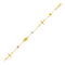 14k Tri Color Gold Bracelet with Crosses Cubes and Medallions